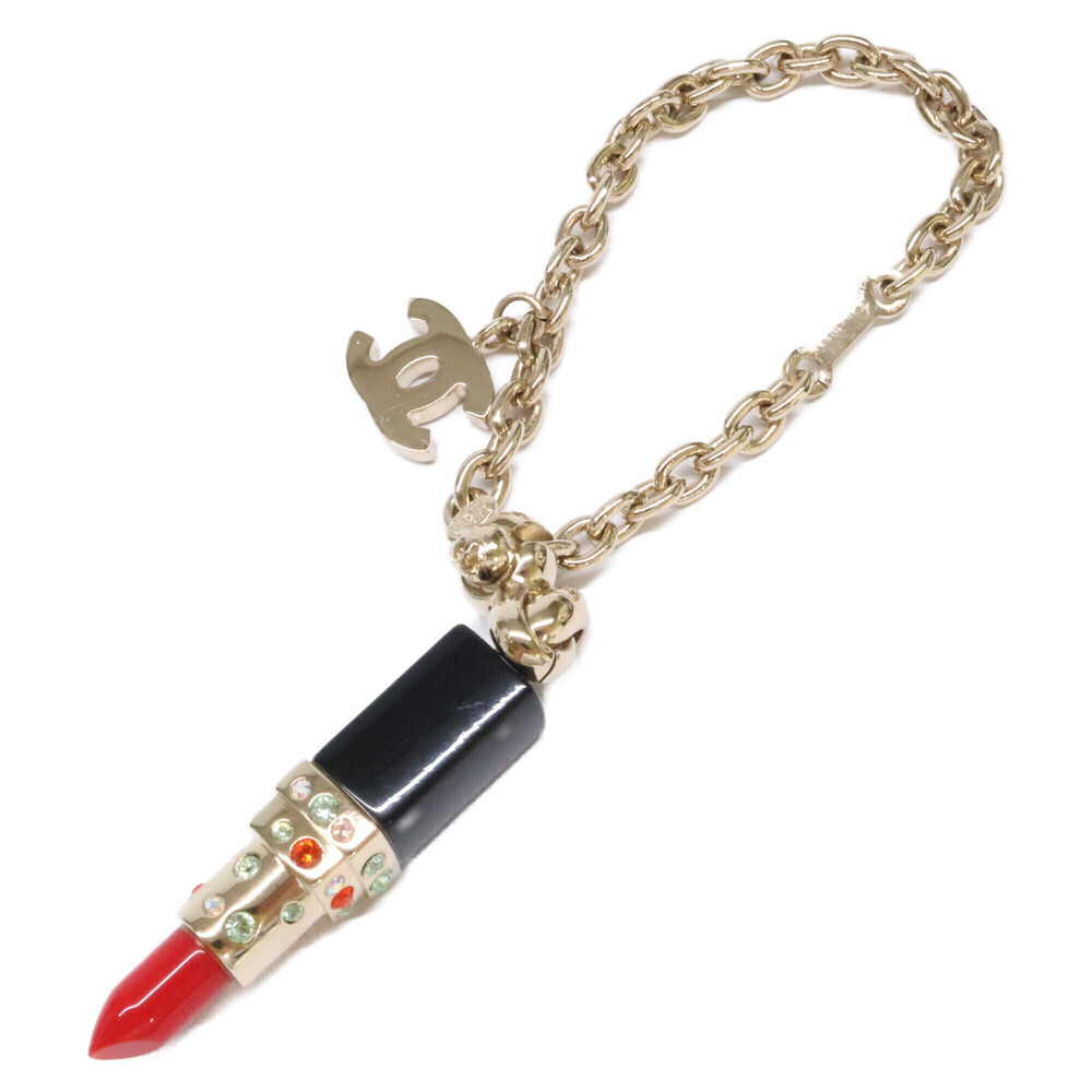 CHANEL 04A Coco Mark Lipstick Motif Rhinestone Charm Gold Color Multicolor Wo... - Picture 1 of 8